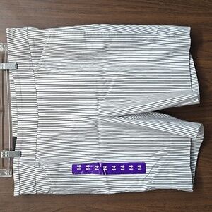 Hilary Radley White and Blue Striped Bermuda Style Dress Shorts